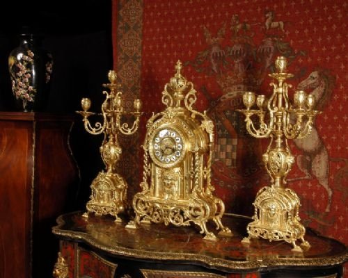 ***** Sold ***** Antique French Gothic Clock Set ~ French - Circa 1880 ~